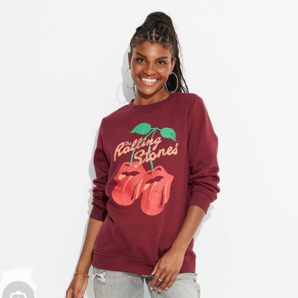“The Rolling Stones” maroon graphic long sleeve sweatshirt - size L